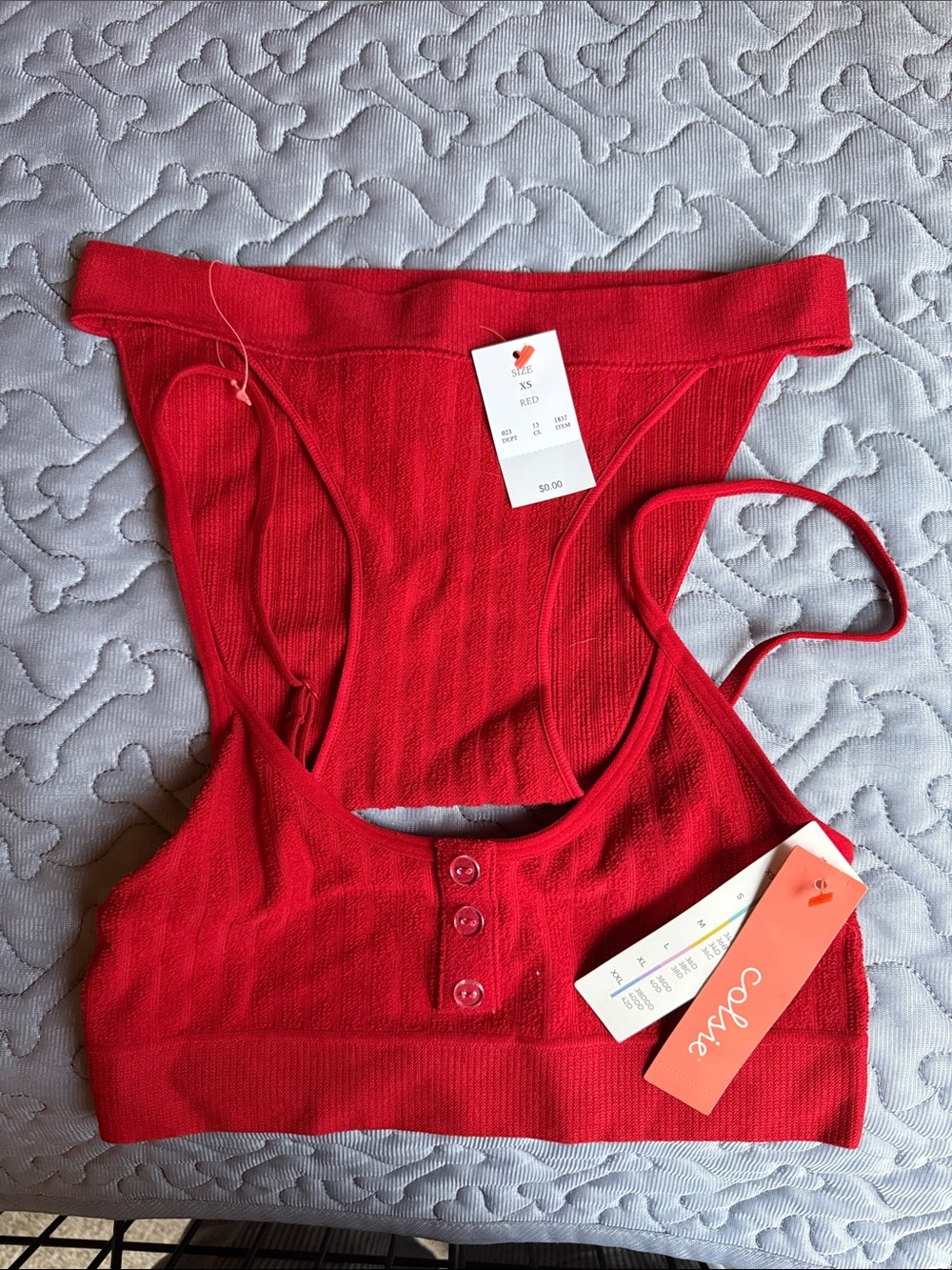 Colsie Ribbed Bralette & High-Waist Brief Set - Red